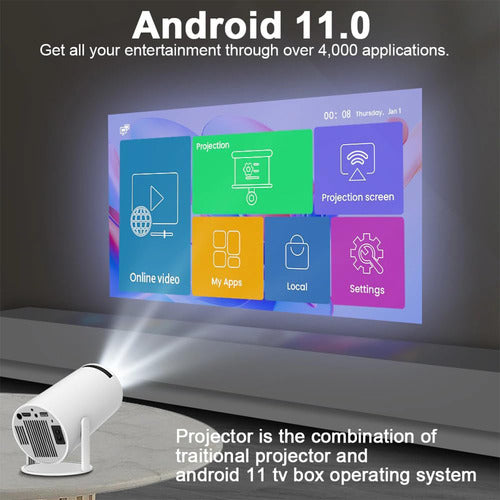 Proyector Ledstar Hy300 Portatil Homecinema 200lm Blanco 110v/220v