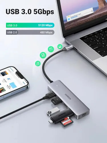 Hub USB C de 4 Puertos USB 3.0 con Carga Micro USB 5v UGREEN - imagen 10