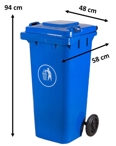Basurero Contenedor De Basura 120 Litros Con Ruedas Color Azul
