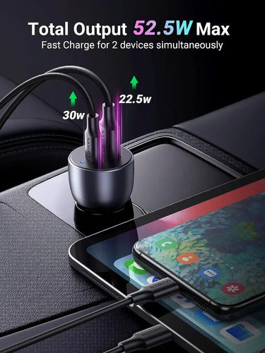 UGREEN CARGADOR RÁPIDO PARA AUTO USB-C PD+USB-A QC (30+22,5)W