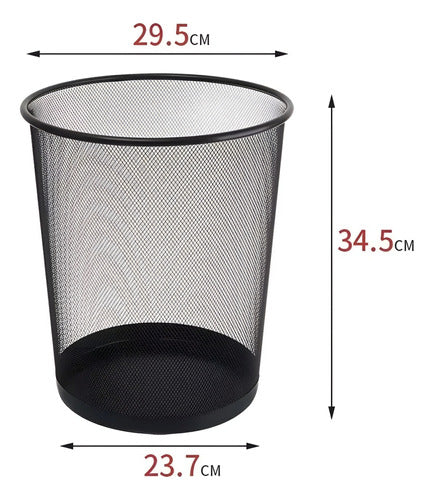 Basurero Papelera Metálico Malla Oficina Grande 33x29 Negro