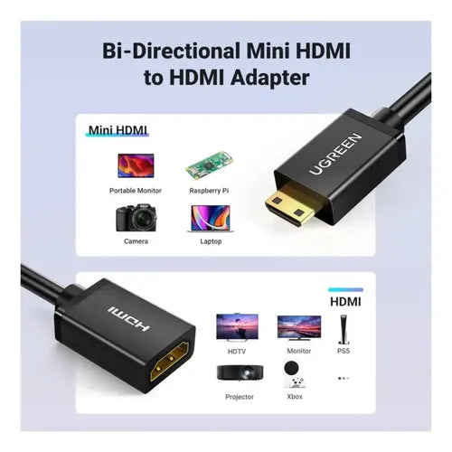 Cable Adaptador Mini-hdmi a HDMI 20cm UGREEN 20137 - imagen 5