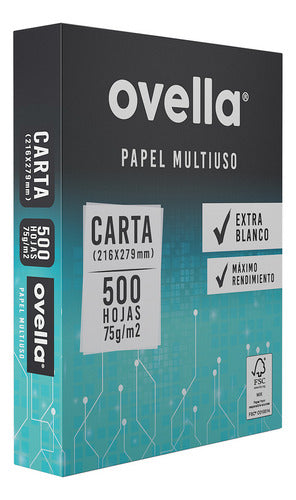 Resma Carta Ovella 75 G/m2 X 500 Hojas V-a Color Blanco