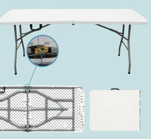 Mesa Plegable  180cz Plástico Cúbico Blanco