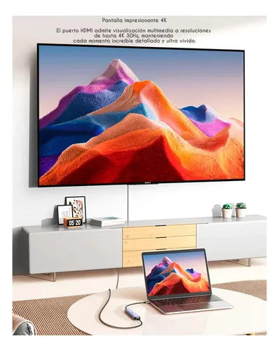 Adaptador HDMI para Mac Multipuerto USB C Hub Ipad Macbook Color Gris Oscuro - imagen 3