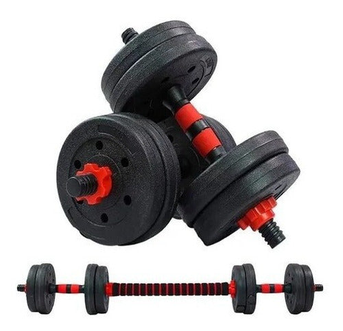 Set 2 De Mancuernas Ajustable De 15kg Con Unión Extensor Color Rojo