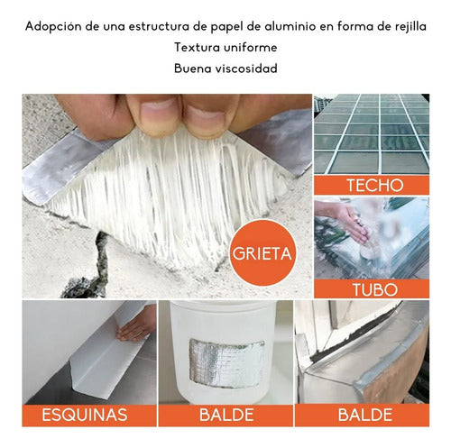 Adhesivo Cinta Tapagotera Techo Tubería Sellador Impermeable De Gotera Butilo Térmica 5cm X 5m