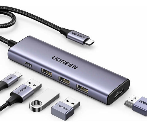 Hub UGREEN 5-en-1 de USB-c a HDMI/usb-a/pd 100w Black 15597 Color Negro - imagen 2