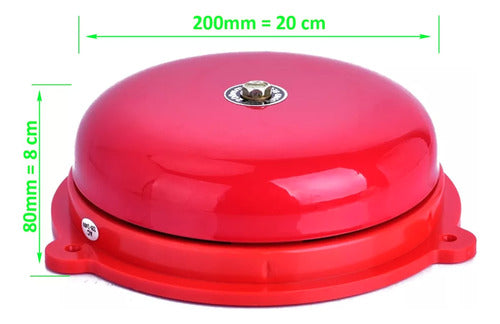 Timbre Campana Alarma 8  220 Vac Metal Rojo Escuela Incendio