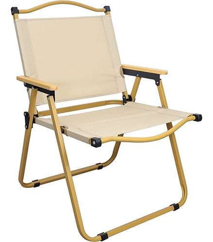 Silla Reforzada Plegable Portátil Para Camping Playa Picnic Color Beige