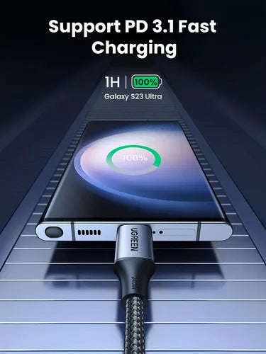 Cable Usb C A C Ugreen De Carga Rápida 240w Para Macbook Pro Y iPad Plateado