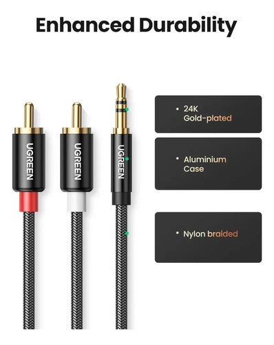 Cable de Audio Plug Estéreo 3.5mm a 2rca M/m 3 Metros Negro UGREEN Av116 - imagen 5