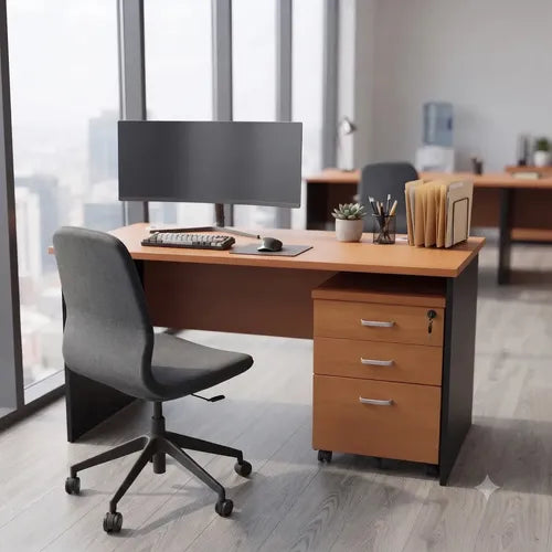 Escritorio Oficina 140 Cm Cajonera Móvil Peral - imagen 3