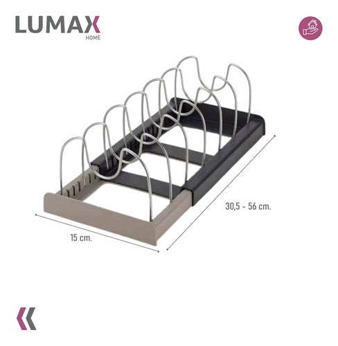 Rack Organizador De Ollas Expandible Menaje Tablas Tapas X L Color Negro