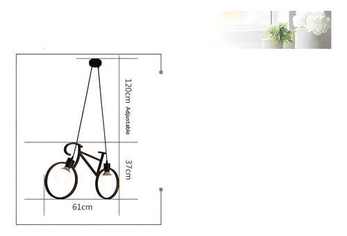 Lampara Colgante Forma De Biciceta Color Negro