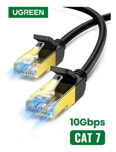 Cable De Red 10m Cat7 F/ftp (10gbps) Negro Ugreen Nw107