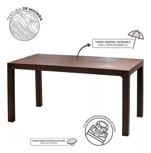 Mesa Plastica Roble - 150 X 80 X 75 Cm - Reyplast
