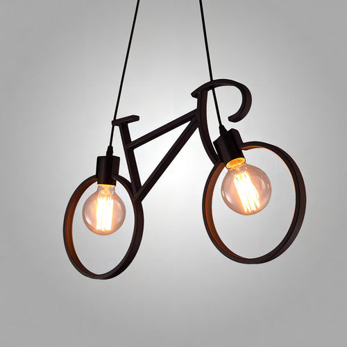 Lampara Colgante Forma De Biciceta Color Negro