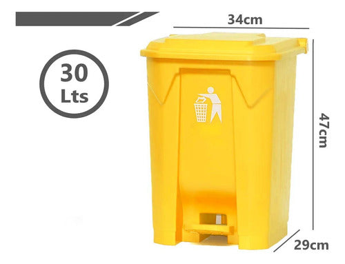 Contenedor Basurero Papelera Pedal 30 Litros Colores