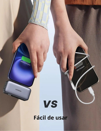 Power Bank Mini Ugreen 5000 Mah, Conector Usb-c, 20 W, Color Gris