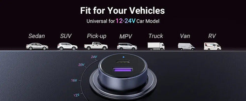 UGREEN CARGADOR RÁPIDO PARA AUTO USB-C PD+USB-A QC (30+22,5)W