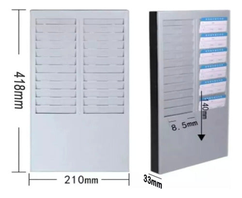 Tarjetero Plástico 12 Tarjetas Reloj Control Acceso