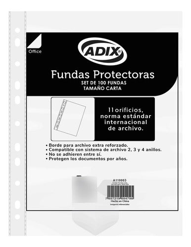 Funda Plástica Transparente Carta 100 Unidades - Adix