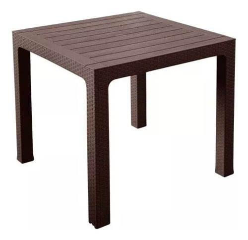 Mesa Resina Tipo Madera 80x80 Cm
