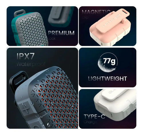 Parlante Inalámbrico Portátil Hifuture Pocket S C/clip Gris Verde Claro