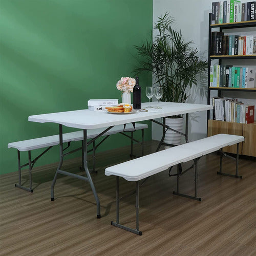 Mesa Plegable  180cz Plástico Cúbico Blanco