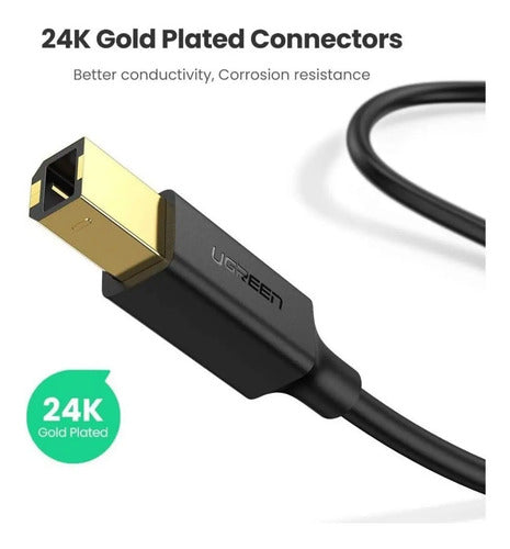 Cable de Datos para Impresora USB 2.0 A/b 3 Metros UGREEN Us135 Negro - imagen 4