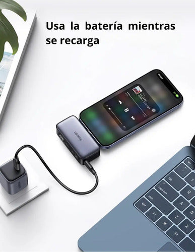 Power Bank Mini Ugreen 5000 Mah, Conector Usb-c, 20 W, Color Gris