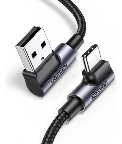 Cable Curvo Usb-a/usb-c 3a Max Trenzado 2m Negro Ugreen Us17 Cable Ugreen Usb A A Usb C 2m - 20857