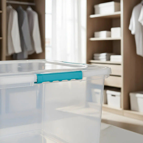 Caja Organizadora Reyplast 38 Litros Transparente Con Ruedas - imagen 6