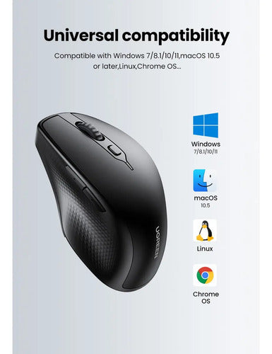 Mouse Inalámbrico Ergonómico Doble Conexión 2.4ghz+bt Negro UGREEN Mu101 - imagen 6