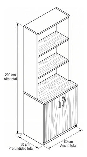 Estante Oficina 200x80x50 Cm 5 Repisas Peral - imagen 4