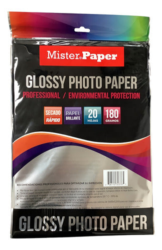 Papel Fotográfico Glossy A4 180gramos 20 Hojas