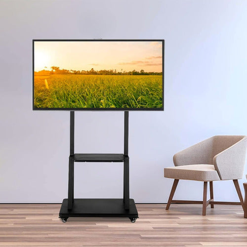 Soporte Tv Rack Movil Con Ruedas 32 A 55 Base Pedestal Stand Color Negro