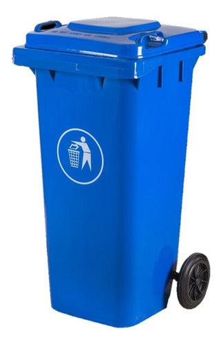 Basurero Contenedor De Basura 120 Litros Con Ruedas Color Azul