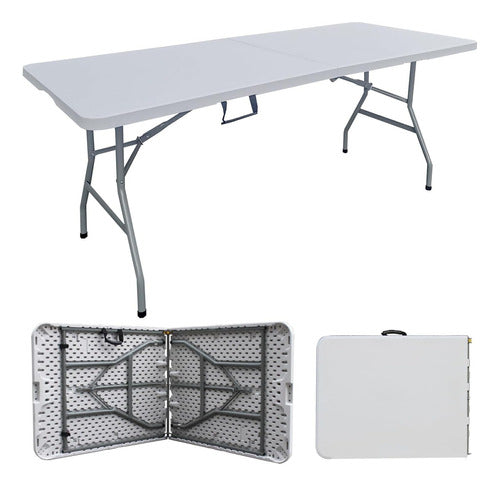 Mesa Plegable  180cz Plástico Cúbico Blanco