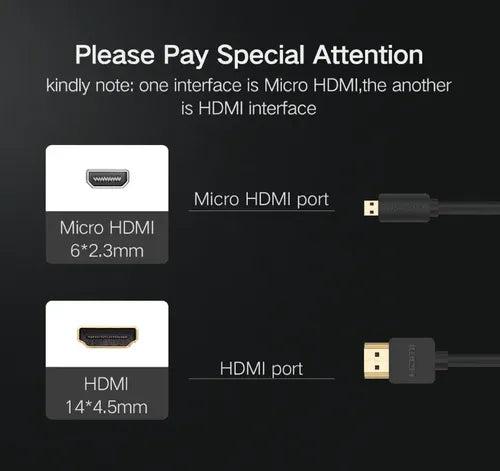 UGREEN Cable Micro-hdmi / HDMI M/m 2m Negro Hd177 - imagen 3