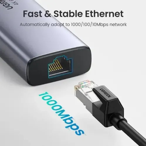 Adaptador Hub Usb C 7 En 1 - Hdmi 4k 60hz Usb A Rj45 Sd Pd Gris