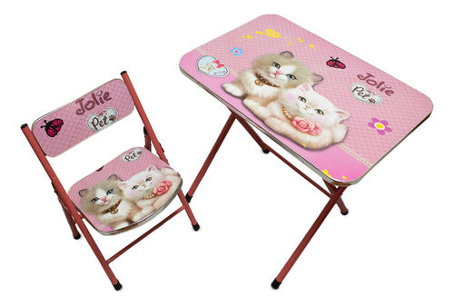 Mesa + Silla Plegables Infantiles Niña Y Niño Set Escritorio