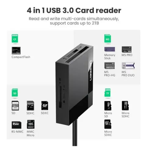 Lector 4en1 Multi-tarjeta De Memoria Usb-a 3.0 Negro