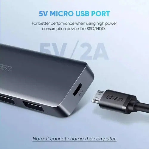 Hub USB C de 4 Puertos USB 3.0 con Carga Micro USB 5v UGREEN - imagen 6
