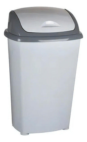 Basurero Plástico Baño Cocina 30 Litros Tapa Vaivén Color Gris