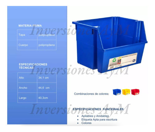 Contenedor Reciclaje 45 Litros Gris