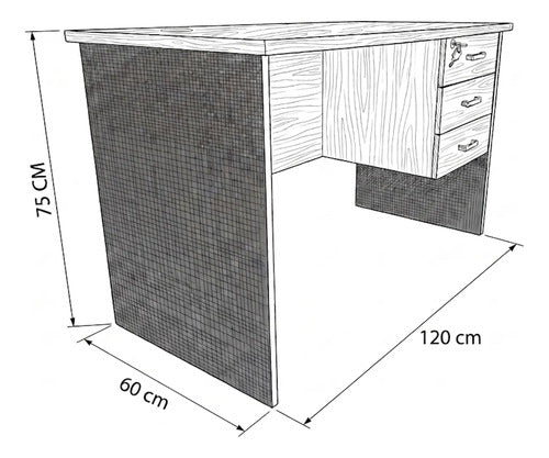 Escritorio Oficina 120 Cm 3 Cajones Peral - imagen 3