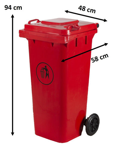 Contenedor De Basura 120 Litros Color Rojo