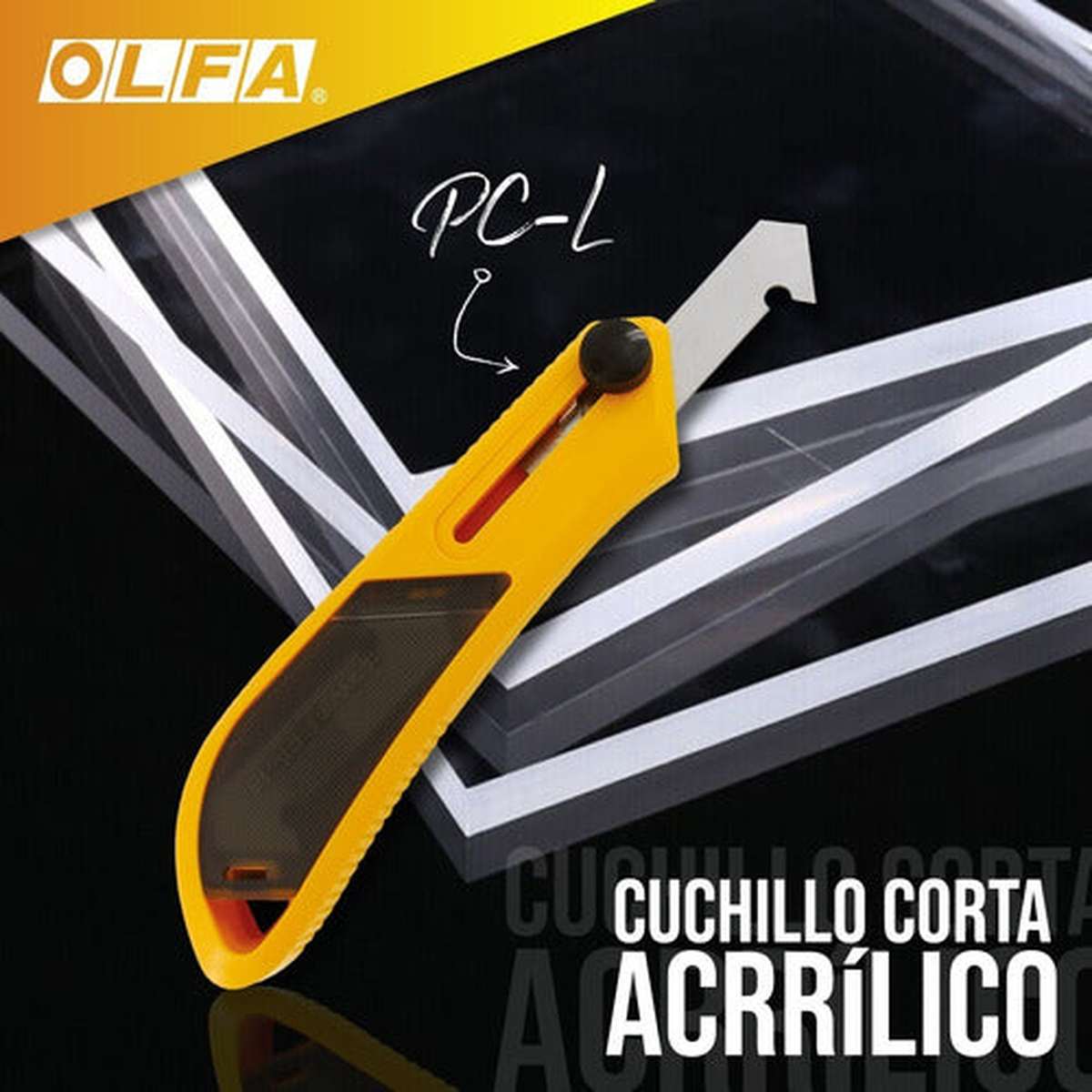 Cuchillo Olfa Grande Corta Acrílico Con Seguro Manual
